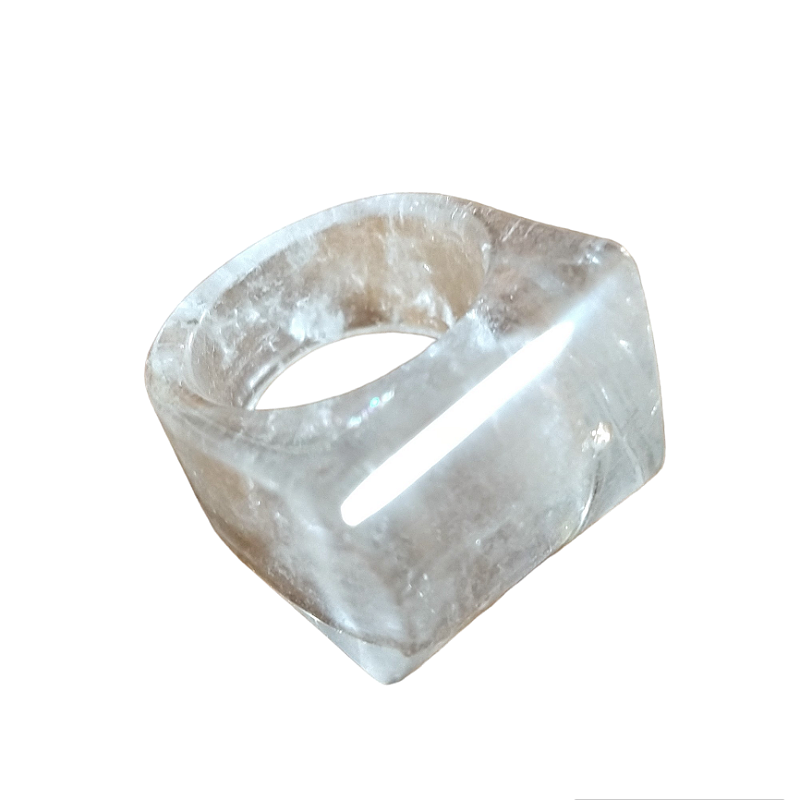 Anel pedra Quartzo rutilado retangular