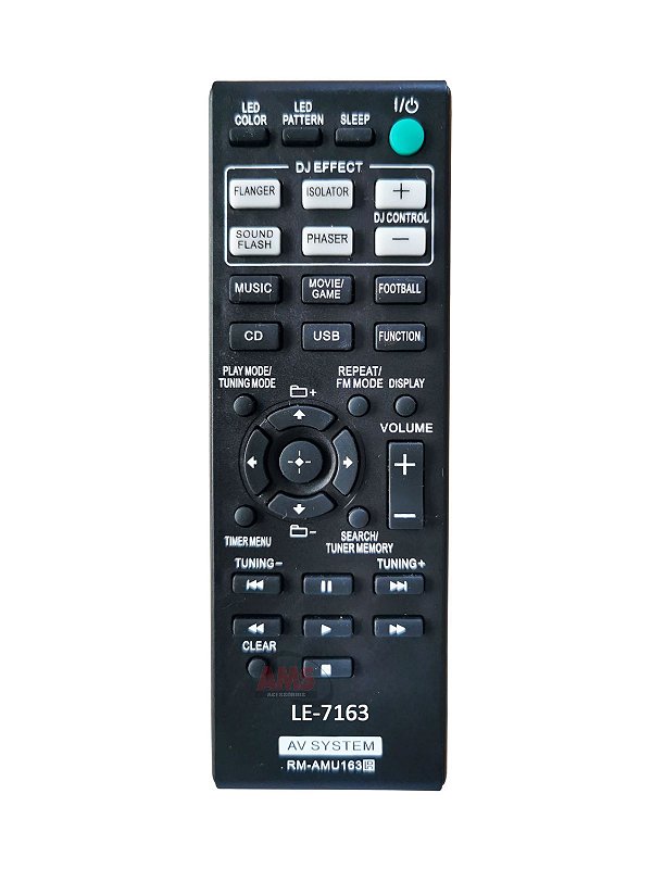 Controle Remoto Aparelho Som Sony Rm-Amu163 / Hcd-Gpx33 LE-7163