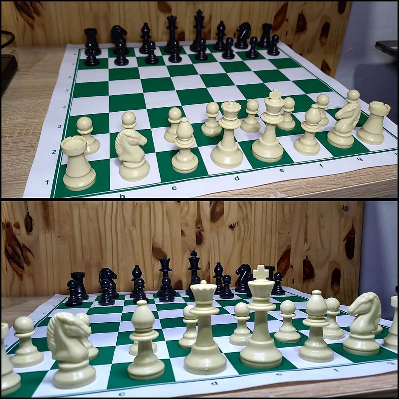 Peças de jogo de xadrez em figuras de tabuleiro de xadrez rei