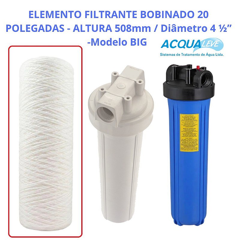 Elemento filtrante Bobinado 20 Polegadas 50 Micra - Big - Acqua Leve ...