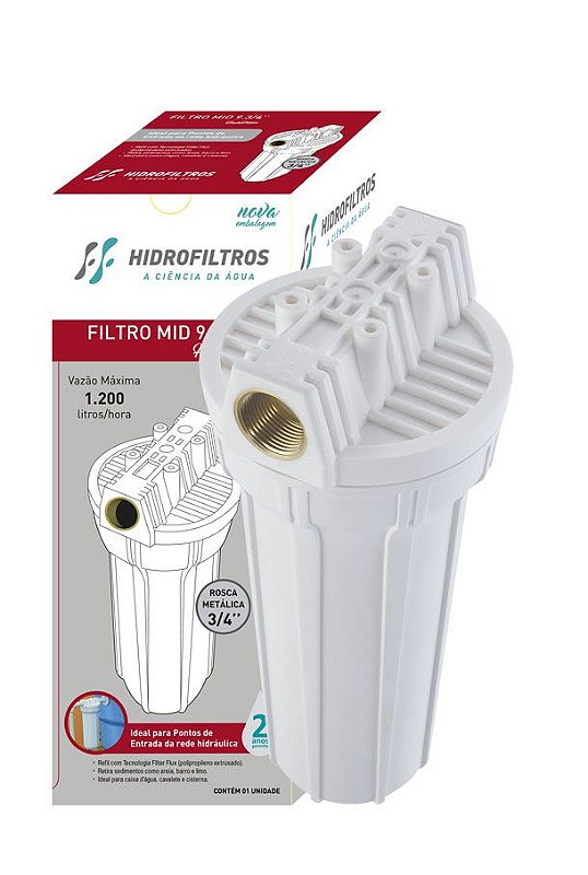 Filtro de entrada / cavalete / caixa D'água Mid – 9 ¾” - Hidro Filtros -  Acqua Leve - A verdadeira casa dos filtros
