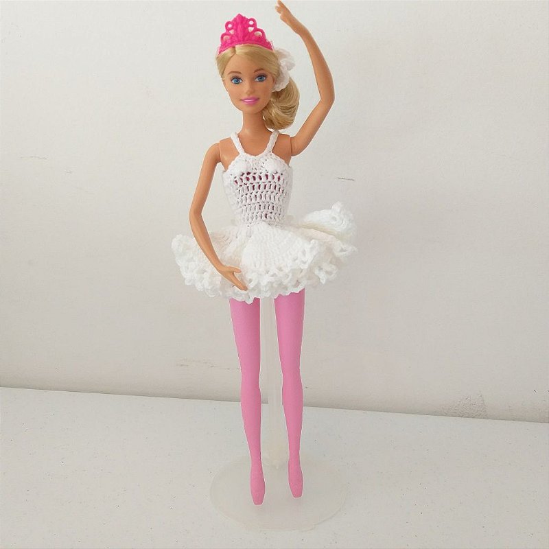 Roupa para boneca barbie em crochê - Vestido bailarina - Manas Arteiras