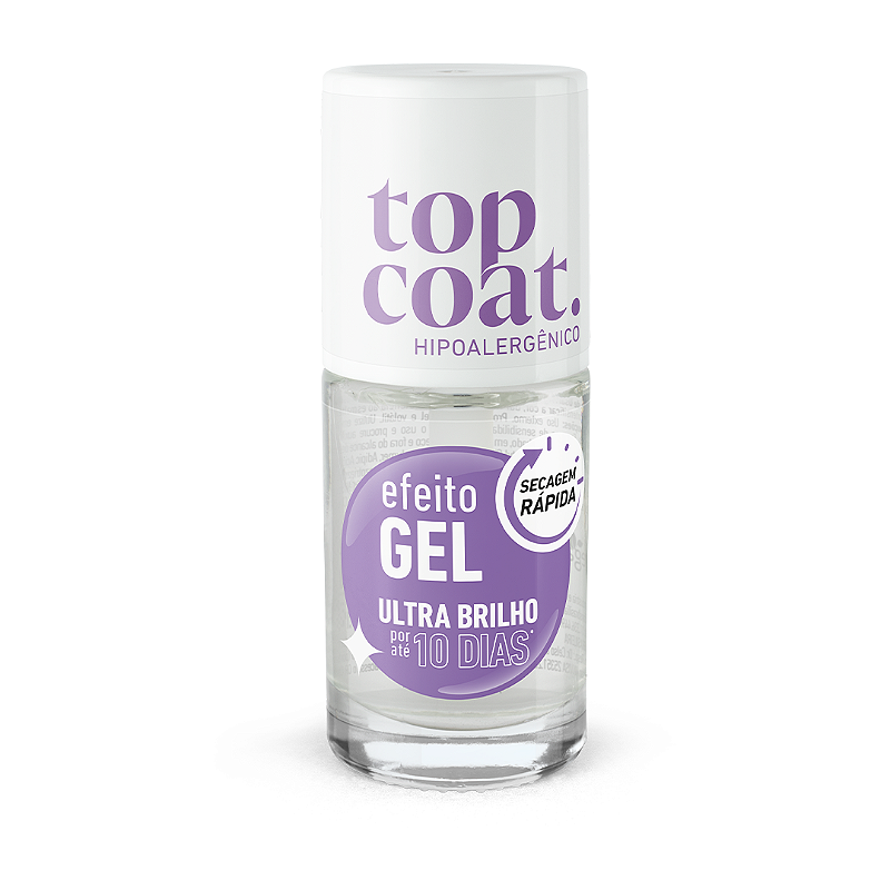 Top Coat Efeito Gel Hipoalergênico - Incolor