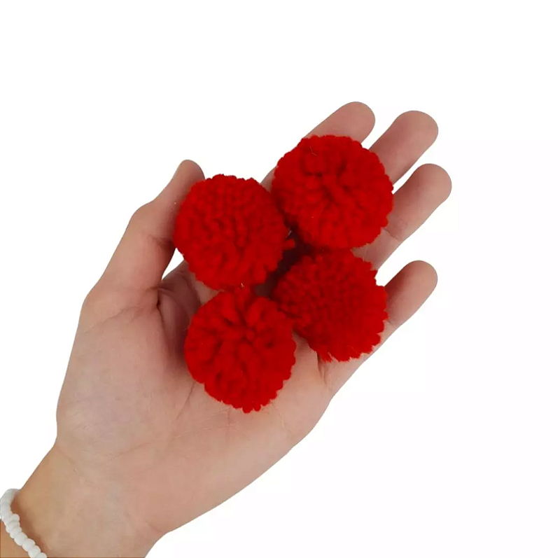 【美品】ASTIER de VILLATTE Pim Pam Poum Pan Pom Pom De Lã Fofinho - 50mm - Pct C/50 Unid. COR: VERMELHO-145