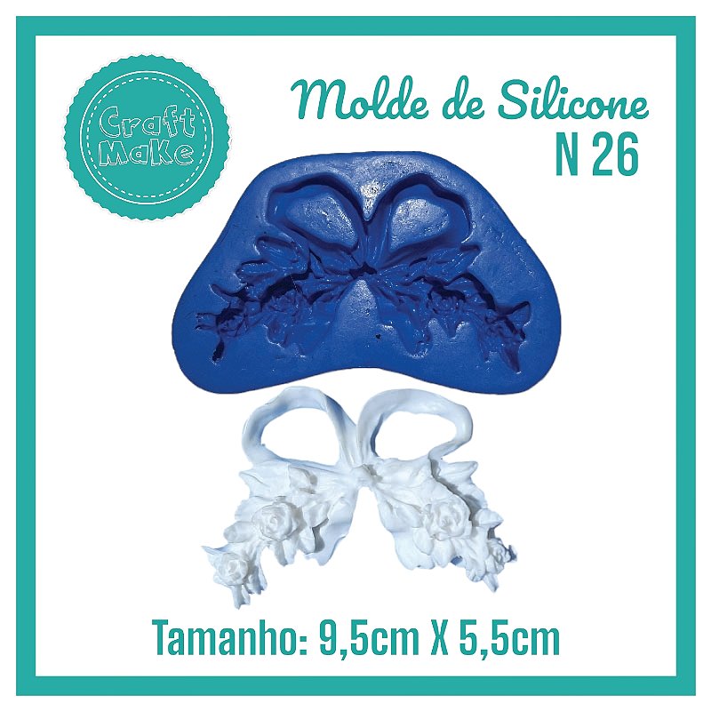 Molde de Silicone 26 - Rosas com Laço