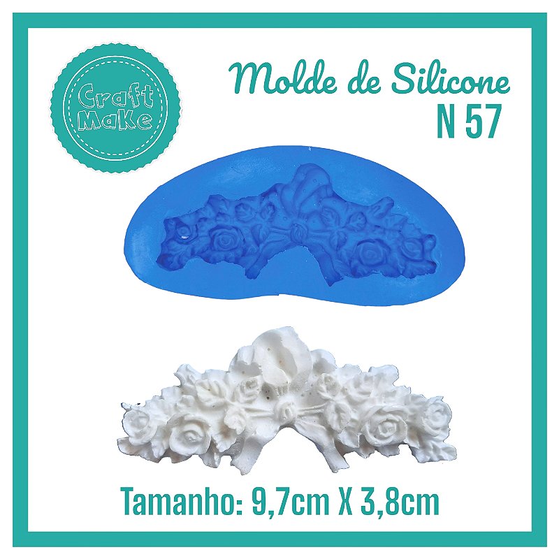 Molde de Silicone 57 - Aplique Mini Flores laço