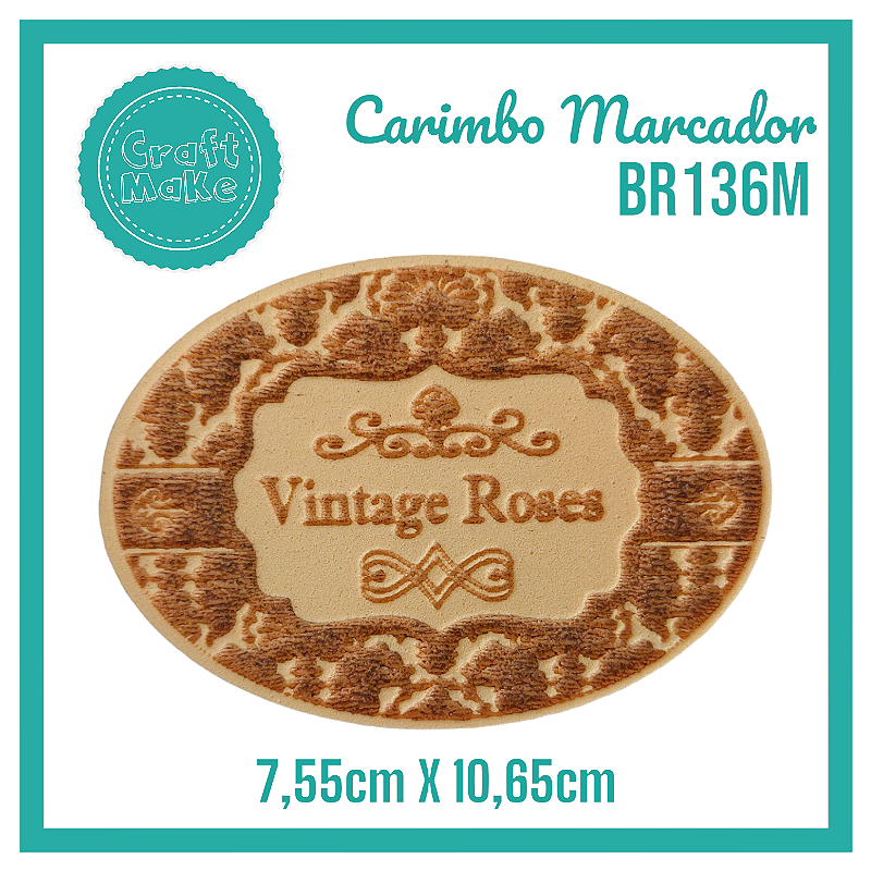 Carimbo Marcador BR136M - Vintage Roses Oval