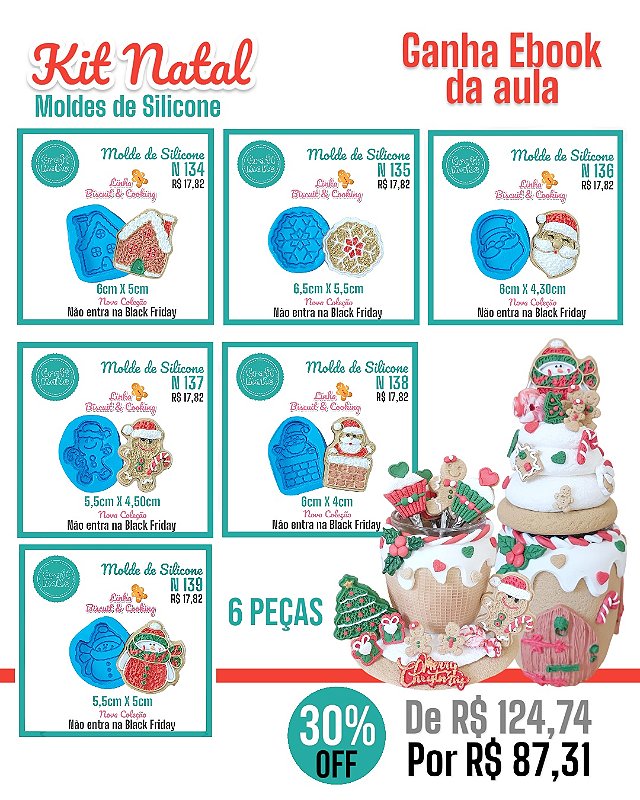 Kit Natal - Moldes de Silicone Biscuit & Cooking