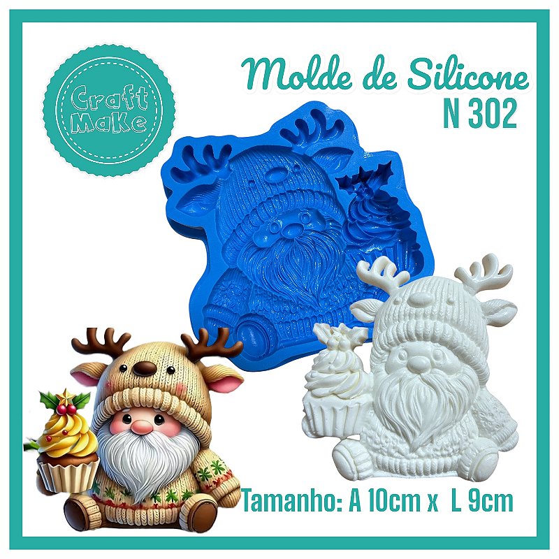 Molde de Silicone 302 - Papai Noel Nórdico CupCake (Natal)