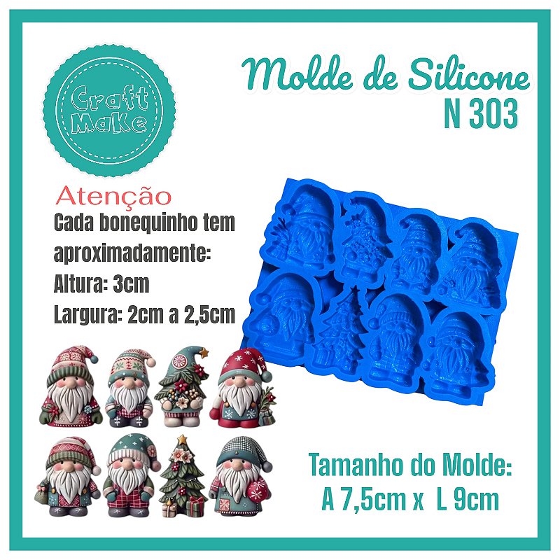 Molde de Silicone 303 - Mini Papais Noéis Nórdicos (Natal)