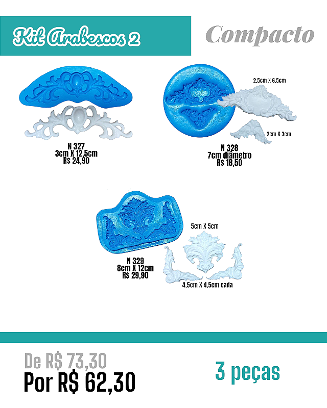 Kit Arabescos #2 Compacto (3 peças)