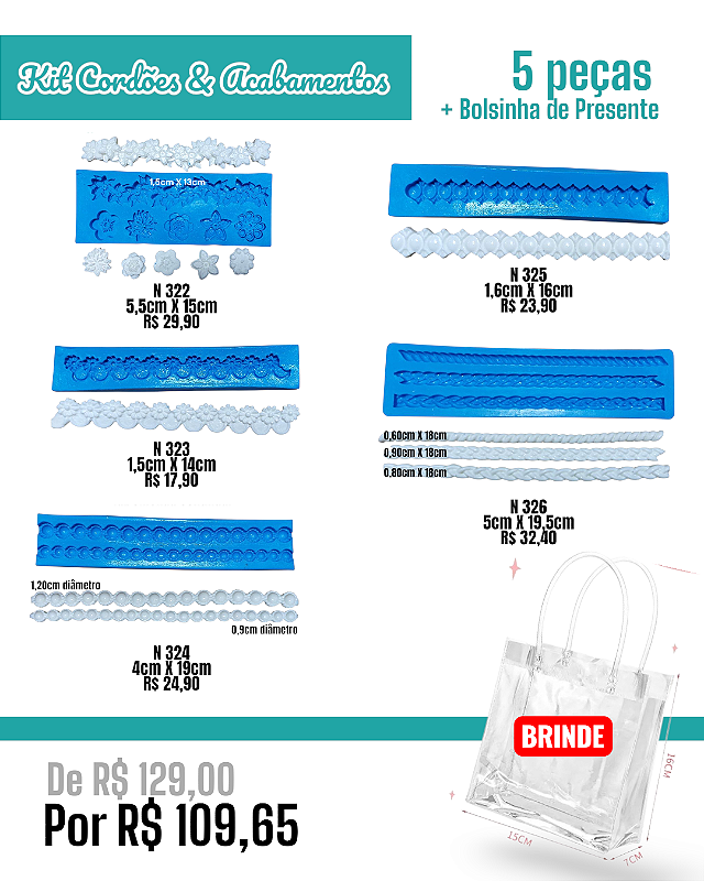 Kit Cordões e Acabamentos (5 peças)