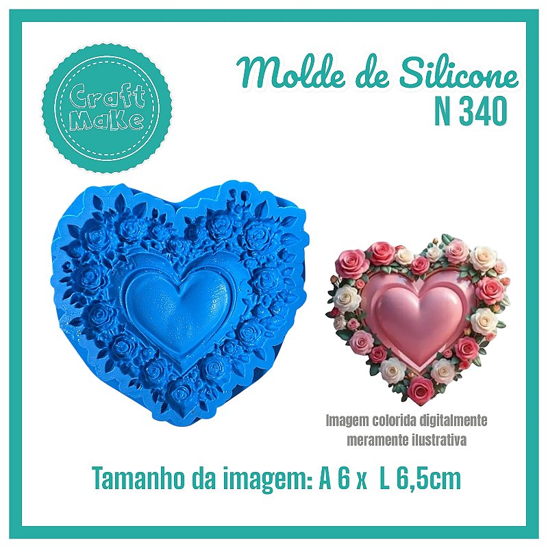 Molde de Silicone - N 340 Coração Guirlanda com Rosas (Dia das Mães)