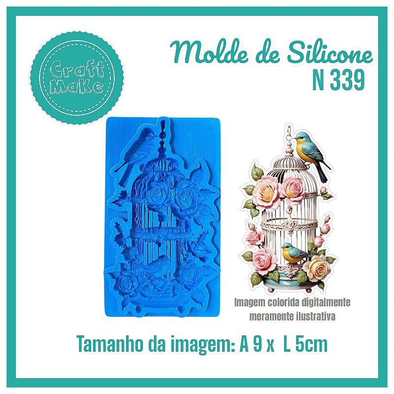 Molde de Silicone N 339 - Gaiola com Rosas (Dia das Mães)