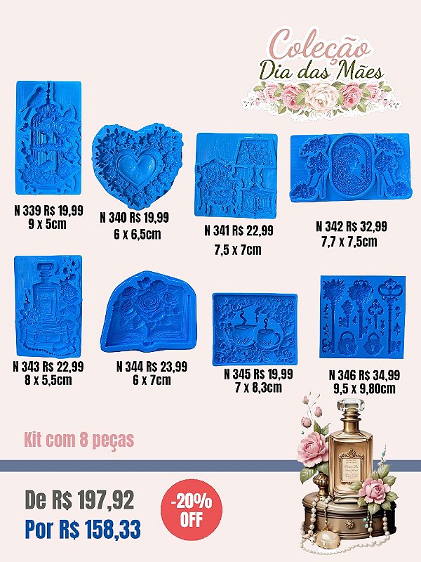 Kit Dia das Mães 2026 (Moldes de Silicone 8 peças)