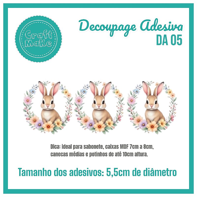 Decoupage Adesiva - DA 05 - Coelho Guirlanda