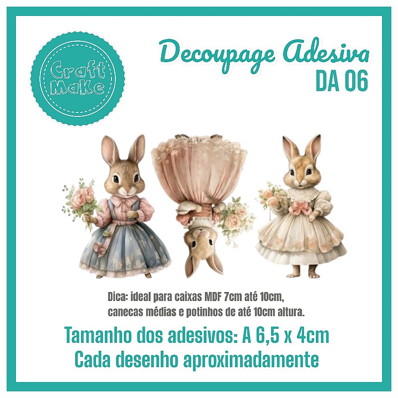 Decoupage Adesiva - DA 06 - Coelhas Provençais