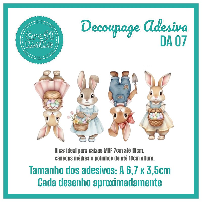 Decoupage Adesiva - DA 07 - Coelhas Vintage