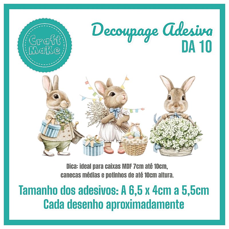 Decoupage Adesiva - DA 10 - Coelhos Provance