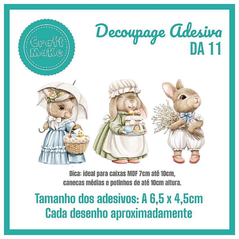 Decoupage Adesiva - DA 11 - Coelhas Provance