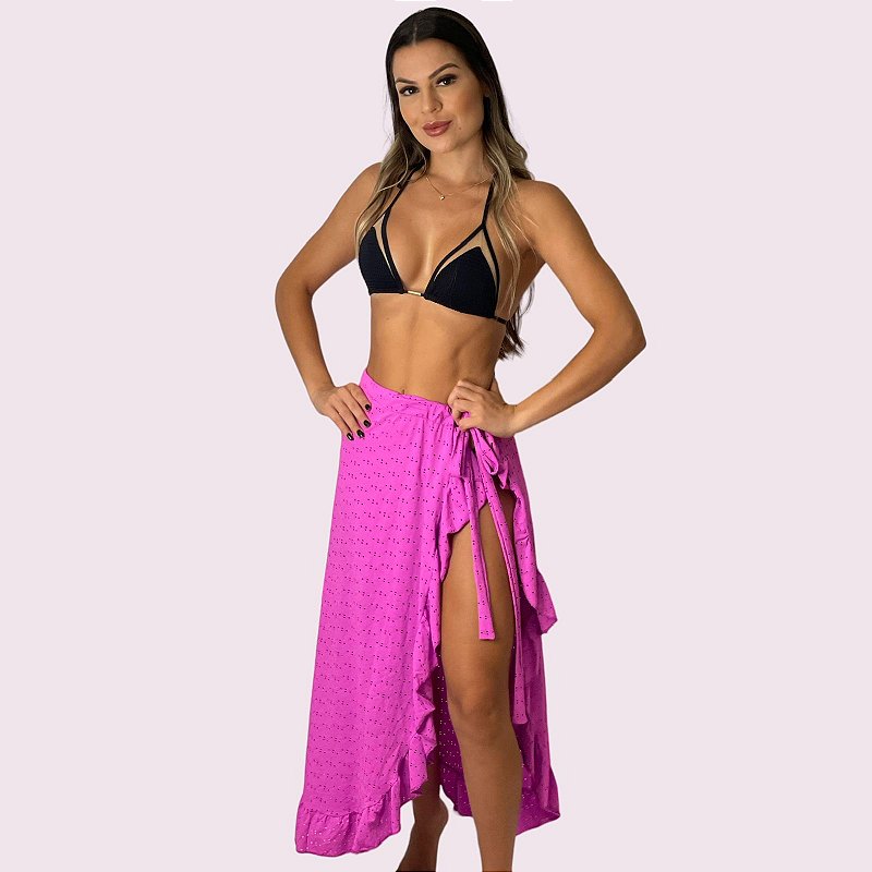 Pareô Broderi Fúcsia G/GG - Shallow Beachwear