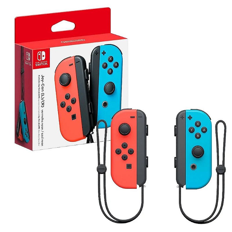 Controle Nintendo Switch Joy-Con Azul E Vermelho Neon Smart Games