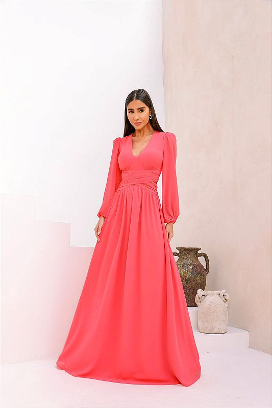 Vestidos largos de chiffon estilo halter con lazo Pavo real Tallas Grandes
