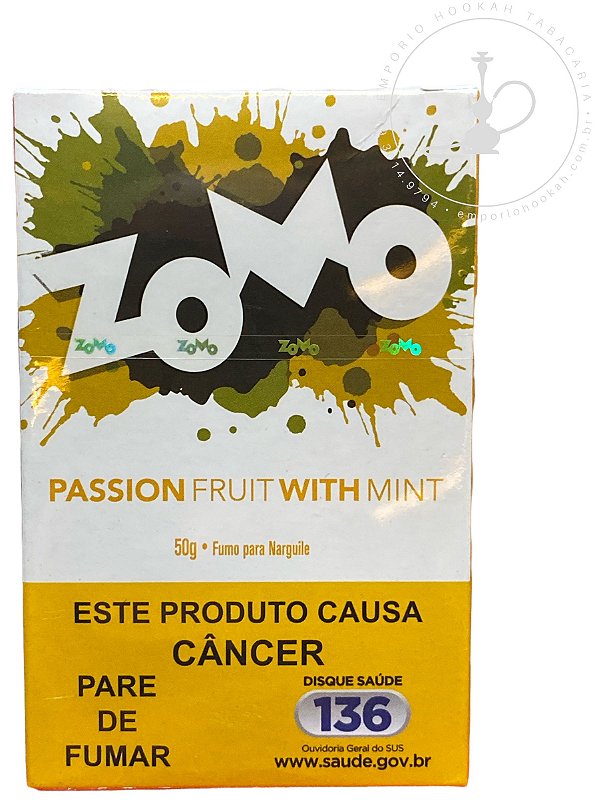 Essência Zomo 50g (Passion Fruit With Mint) Empório Hookah Tabacaria especializada em narguilés
