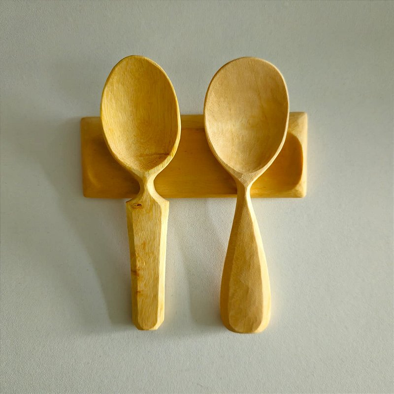 conjunto colheres de sobremesa e suporte duplo