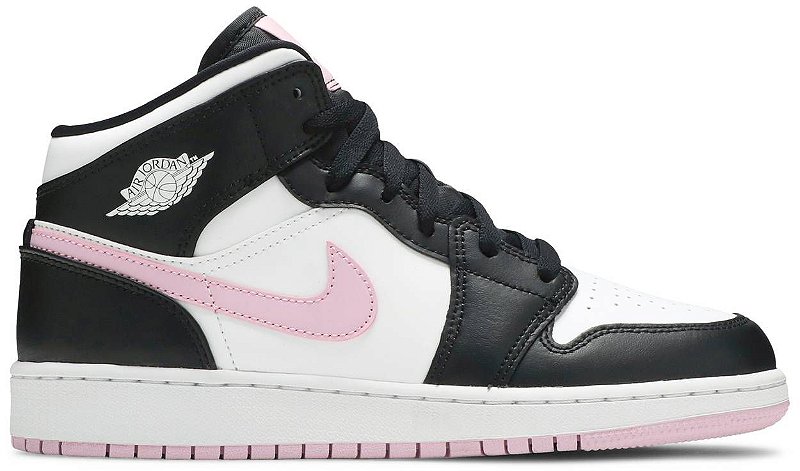 美品 Air Jordan 1 Mid GS Pink White 箱・替え紐付 JORDAN BRAND AIR JORDAN 1 MID (GS) PINK FOAM /WHITE-FIRE RED