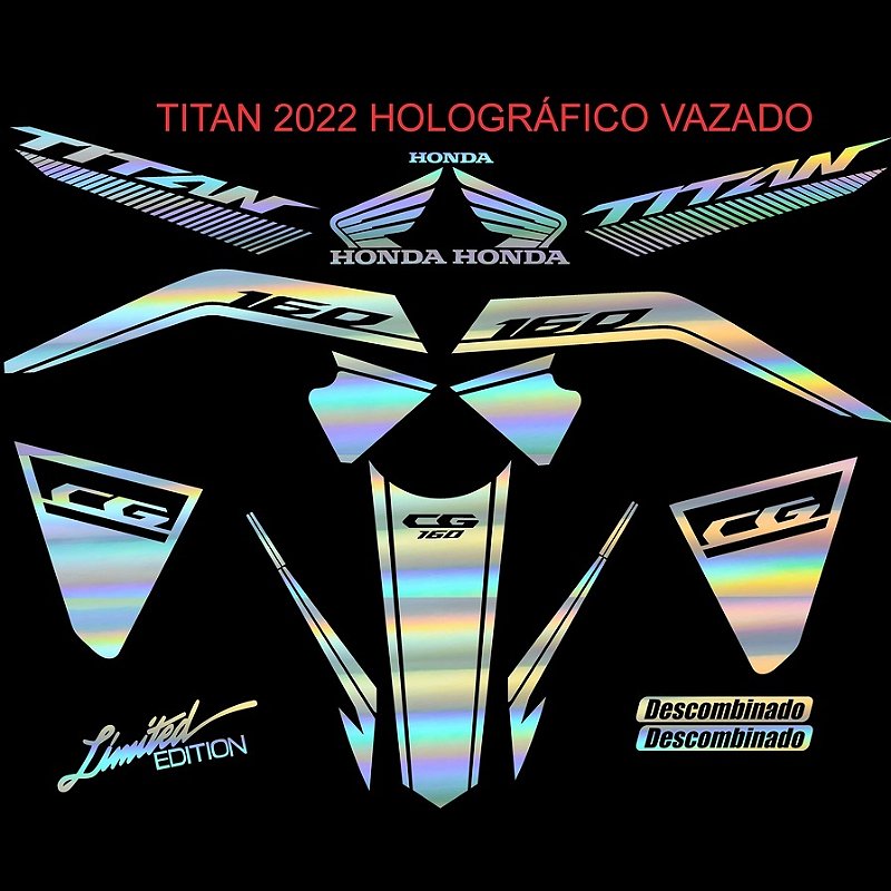 ADESIVO HOLOGRÁFICO CG 160 TITAN ATÉ 2021 HOLOGRÁFICO - QUICK ADESIVOS