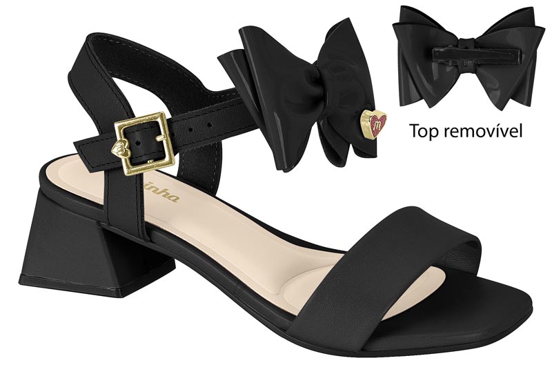 Sandália Molekinha Salto Quadrado Tope Removível Trapézio Calçados