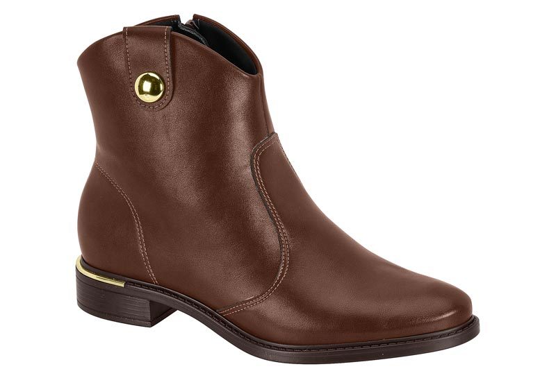 Bota Vizzano Cano Curto Montaria Lisa Trapézio Calçados