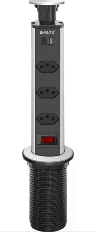 Torre De Tomada Multiplug Usb + Usb C Embutir Mesa Bancada Booglee - Booglee  - eletrônicos para facilitar seu cotidiano e bem-estar