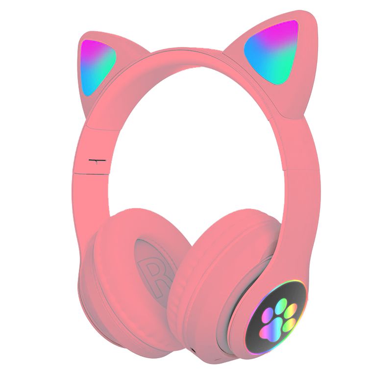 Ampulheta de orelha de gato, fones de ouvido com fio tipo glitter
