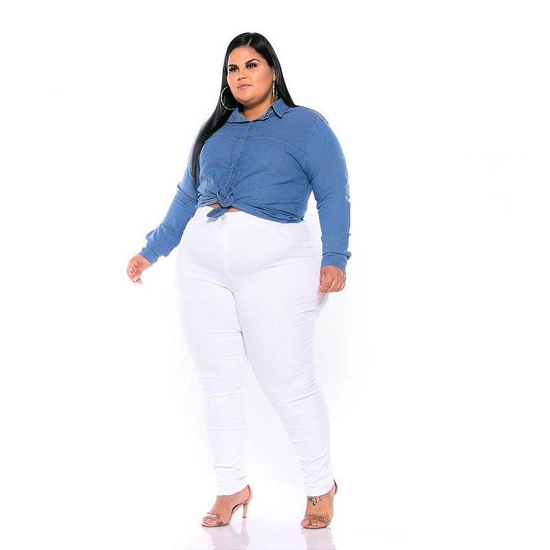 Calça Branca Feminina Sarja Stretch Pequenos Defeitos 44 ao 70 - VESTGRANDE  Moda Plus Size