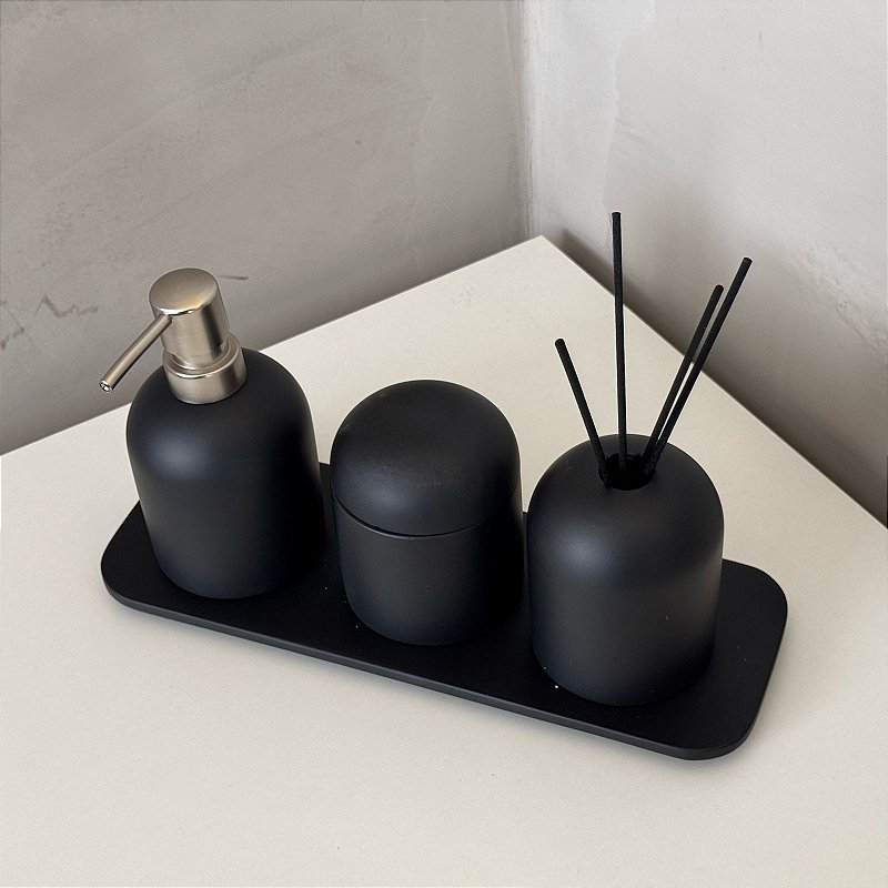 Kit de Banheiro Preto - 4 Peças