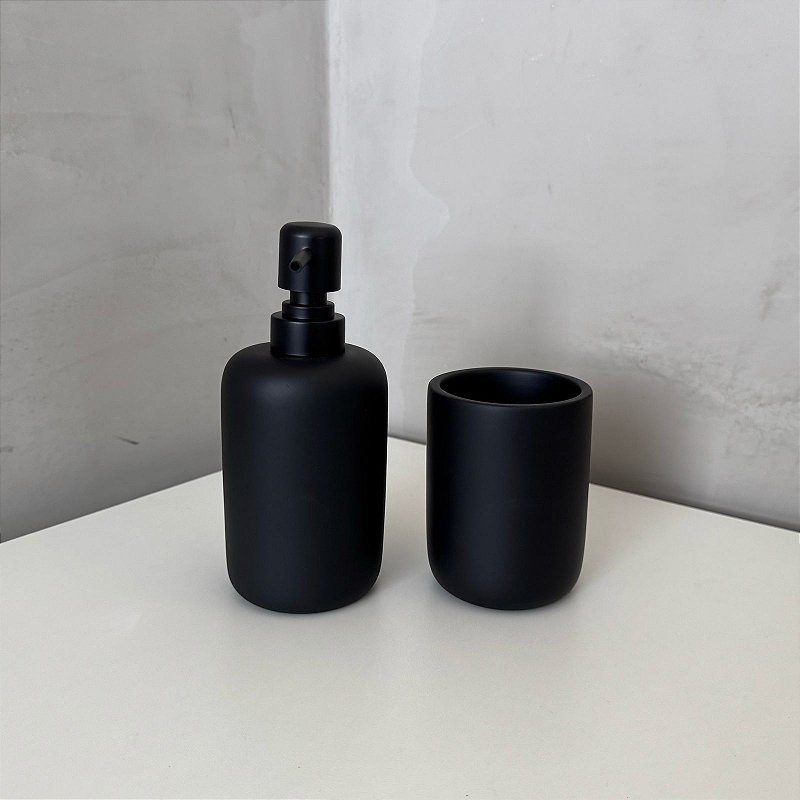 Porta Sabonete de Cerâmica Preto