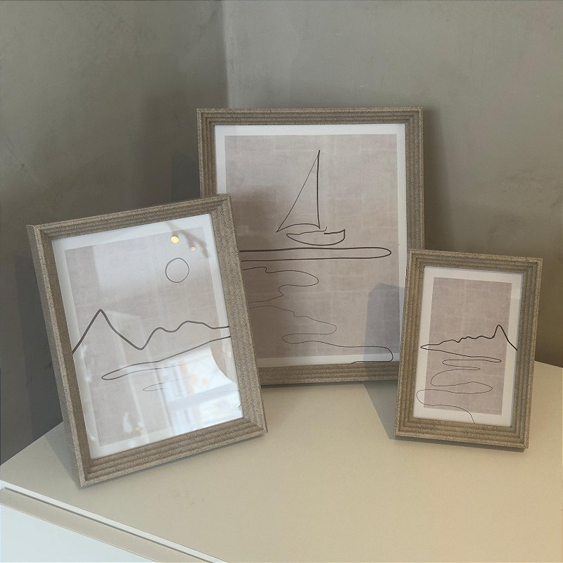 Porta Retrato Cinza Texturizado