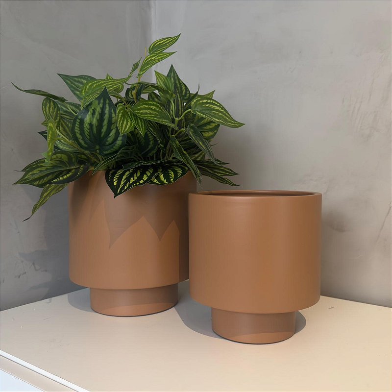 Cachepô Reto com Base | Caramelo