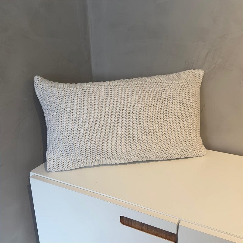 Almofada Tricô Retangular Off White