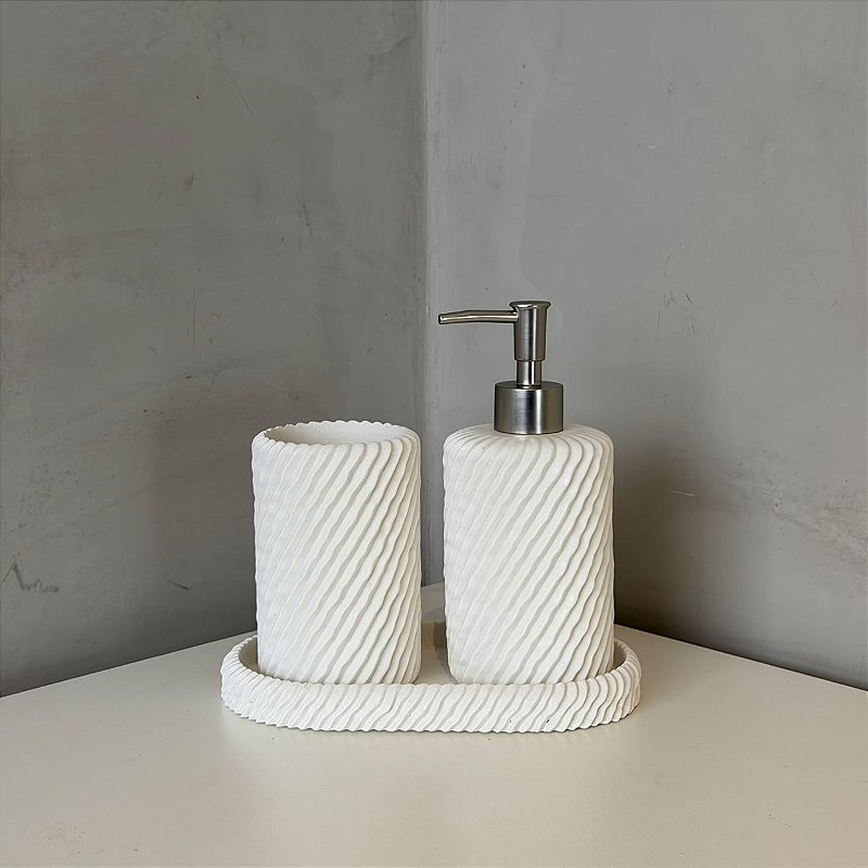Kit de Banheiro Branco Texturizado