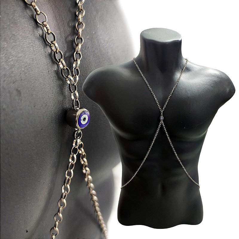 Body Chain Corrente de Aço Prata Olho Grego - Pádua Store