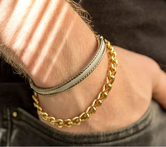 Bracelete Masculino Aço String Prata - Pádua Store