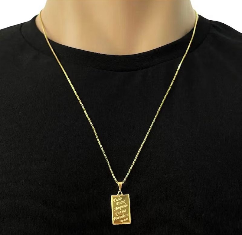 Corrente  Veneziana+ Pingente de Placa