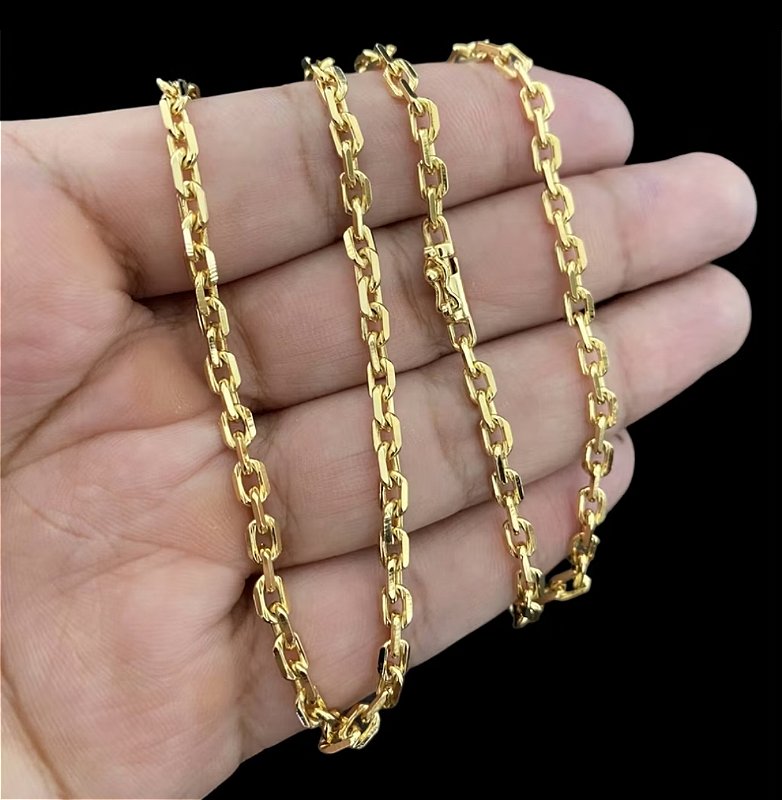 Corrente Masculina Cordão Cartier Cadeado 4,5mm Banhada a Ouro 18k