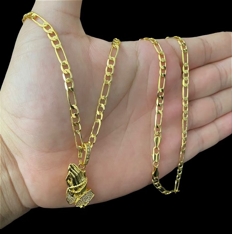 Corrente masculino 3x1 de 6 mm banhado com 10 milesimos de OURO 18k com