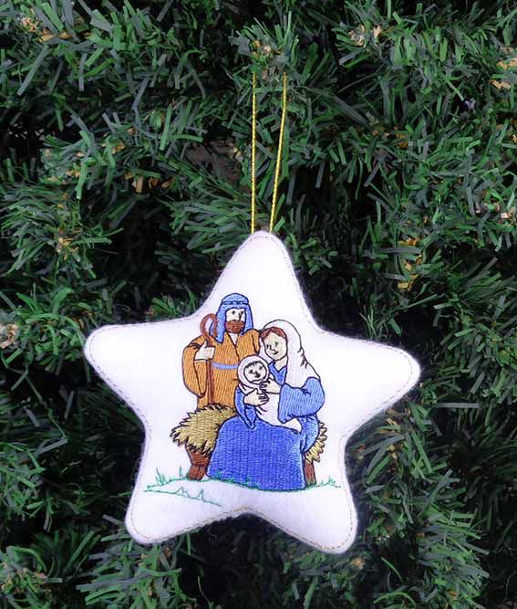 Enfeite de natal estrela presépio, Maria, José e Menino Jesus - Dipano  Bordados, confecção enfeites de Natal, almofadas, persoalizados