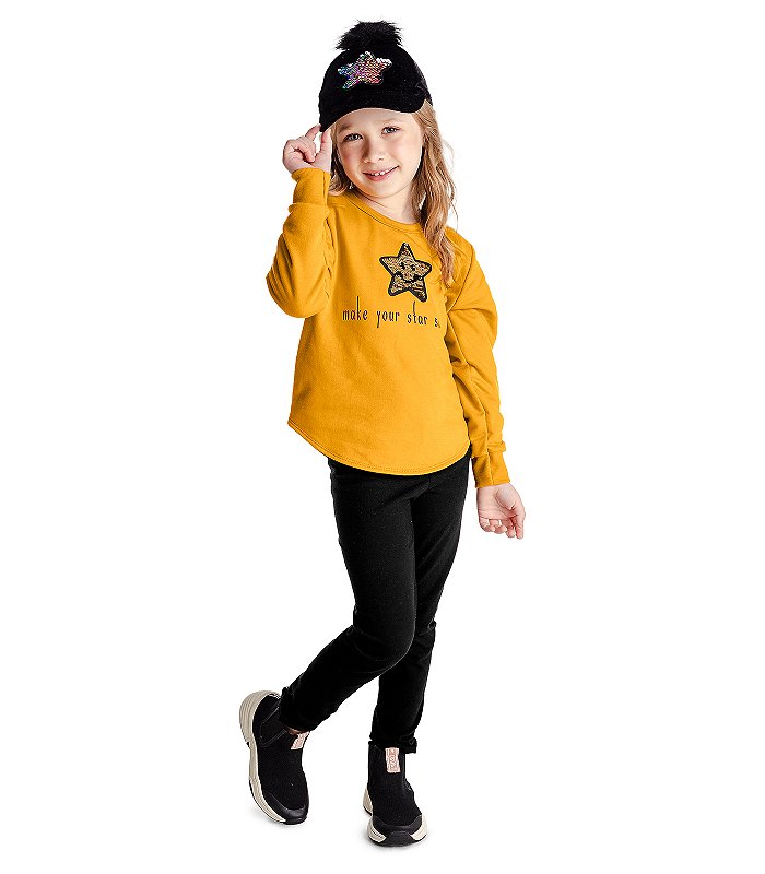 Conjunto Infantil de Moletom para Meninas Blusa + Calça - Milon - Alecrim  Kids