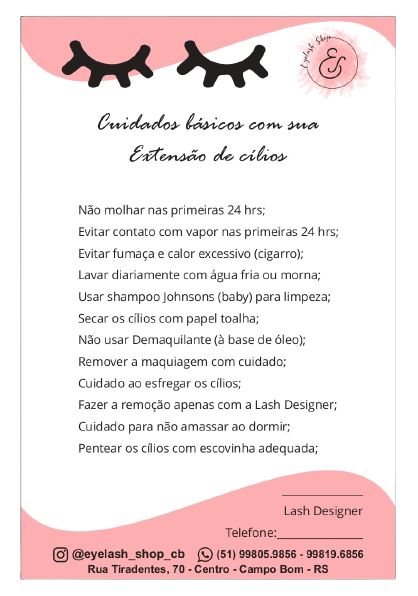 Ficha Anamnese de Micro pigmentação - Eyelash Shop